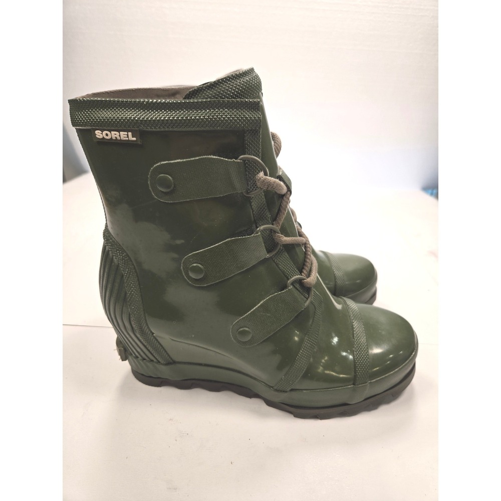 Sorel Joan of Arctic Wedge II Rain Boots Olive Green Waterproof Womens 8 NL2524 - Picture 2 of 7